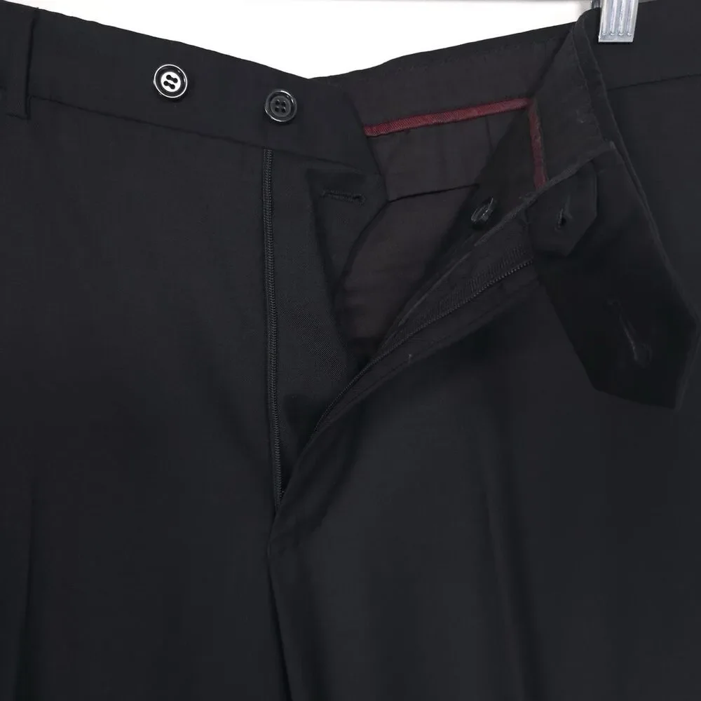 Byron Luca di Marco Men’s Dress Pants Size 52 US 34x31 Black 100% WOOL 150’s B0P